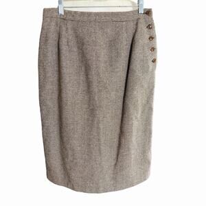 Vtg E H Woods Wool Blend Pencil Skirt Brown Sz 14 Light Academia Old Money Prep